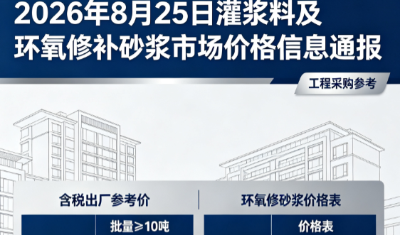 永平2026年8月25日灌浆料及环氧修补砂浆市场价格信息通报